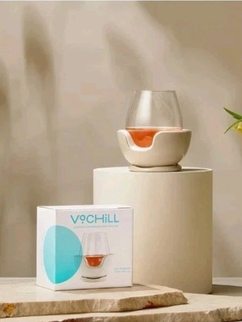 VoChill Stemless Wine Chiller Sand Refreeze & Reuse Fits Most Glasses Magnetic